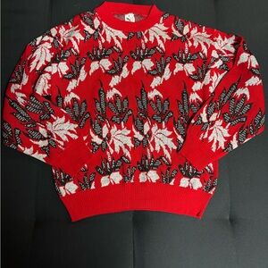 Red Floral Women's Sweater
